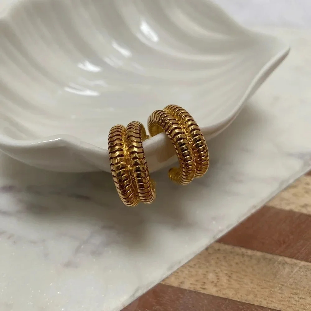 Vintage - Yellow Gold Tone Clip on Earrings